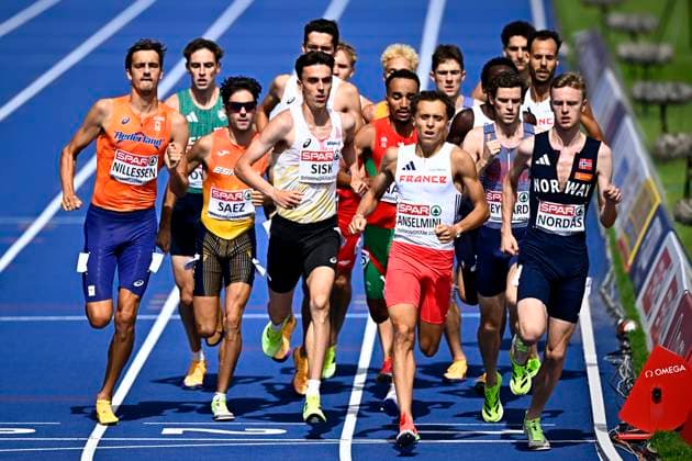 European Athletics Championships Birmingham 2026 - day 5 BIRMINGHAM, ENGLAND - AUGUST 14 : Nillessen Stefan (NED), Verheyden Ruben (BEL), Sisk Pieter (BEL), Anselmini Paul (FRA) in action during the 1500m Men Round 1 Heat 1 on day 5 of the Birmingham 2026 European Athletics Championships on August 14, 2026 in Birmingham, England, 14 08 2026 Birmingham ENGLAND  Copyright: xTomasxSiskx