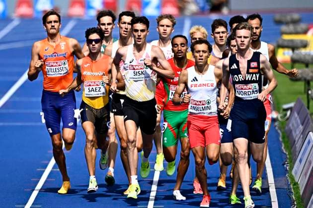 European Athletics Championships Birmingham 2026 - day 5 BIRMINGHAM, ENGLAND - AUGUST 14 : Nillessen Stefan (NED), Verheyden Ruben (BEL), Sisk Pieter (BEL), Anselmini Paul (FRA) in action during the 1500m Men Round 1 Heat 1 on day 5 of the Birmingham 2026 European Athletics Championships on August 14, 2026 in Birmingham, England, 14 08 2026 Birmingham ENGLAND  Copyright: xTomasxSiskx
