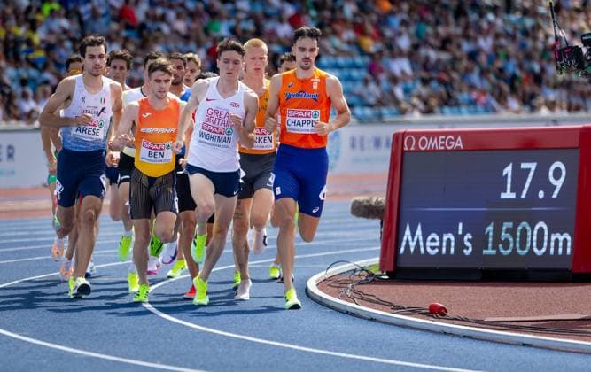 BIRMINGHAM - Samuel Chapple in action during the 1500 meter qualification on the fifth day of the European Athletics Championships. IRIS VAN DEN BROEK ANP xVIxANPxSportx xxANPxIVx 565452304 originalFilename: 565452304.jpg