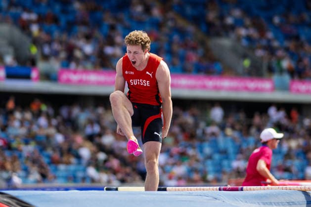 BIRMINGHAM, UNITED KINGDOM - AUGUST 14: Justin Fournier of Switzerland competes in the Men s Pole Vault during the European Athletics Championships at Alexander Stadium on August 14, 2026 in Birmingham, United Kingdom. England United Kingdom Copyright: xBEAUTIFULxSPORTS TobiasxLacknerx
