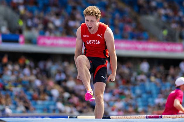 BIRMINGHAM, UNITED KINGDOM - AUGUST 14: Justin Fournier of Switzerland competes in the Men s Pole Vault during the European Athletics Championships at Alexander Stadium on August 14, 2026 in Birmingham, United Kingdom. England United Kingdom Copyright: xBEAUTIFULxSPORTS TobiasxLacknerx