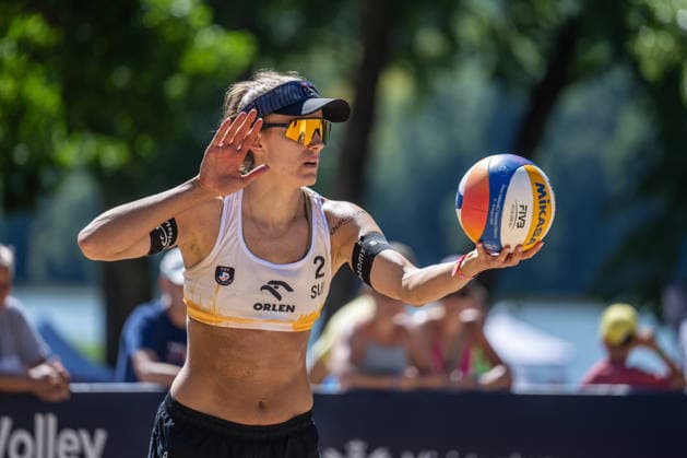 STARE JABLONKI, POLEN - AUGUST 14: Tanja Hüberli (Player 2, SUI) during the European Championships Beach volleyball, Beachvolleyball at Stare Jablonki on August 14, 2026 in Stare Jablonki, Polen. Polen Copyright: xPeterxWeberx