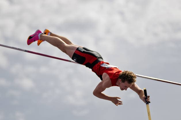 BIRMINGHAM, UNITED KINGDOM - AUGUST 14: Justin Fournier of Switzerland competes in the Men s Pole Vault during the European Athletics Championships at Alexander Stadium on August 14, 2026 in Birmingham, United Kingdom. England United Kingdom Copyright: xBEAUTIFULxSPORTS TobiasxLacknerx