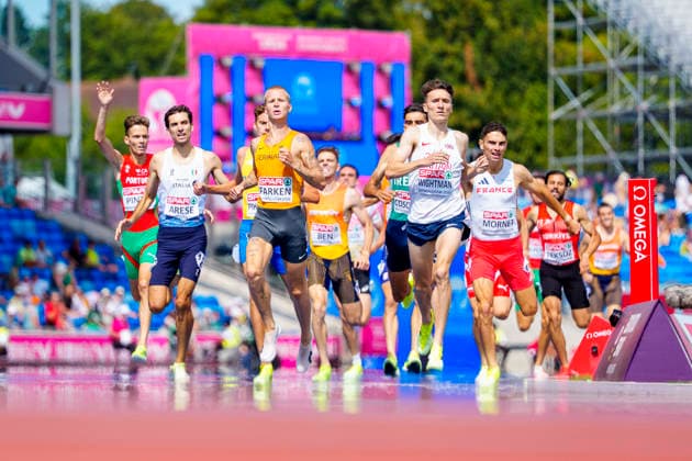 BIRMINGHAM, GREAT BRITAIN - AUGUST 14, 2026 : Robert FARKEN (GER Germany) and Jake WIGHTMAN (GBR Great Britain) competing in the 1500m during the European Athletics Championships at Alexander Stadium on August 14, 2026 in Birmingham, Great Britain. Great Britain Copyright: xLeahxKohringx