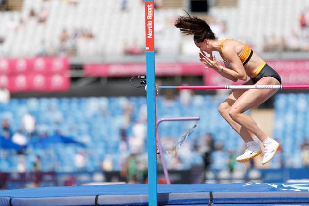 BIRMINGHAM, GREAT BRITAIN - AUGUST 14, 2026: Sophie WEIßENBERG (GER Germany) competing in the high jump of the decathlon during the European Athletics Championships at Alexander Stadium on August 14, 2026 in Birmingham, Great Britain. Great Britain Copyright: xAxelxKohringx