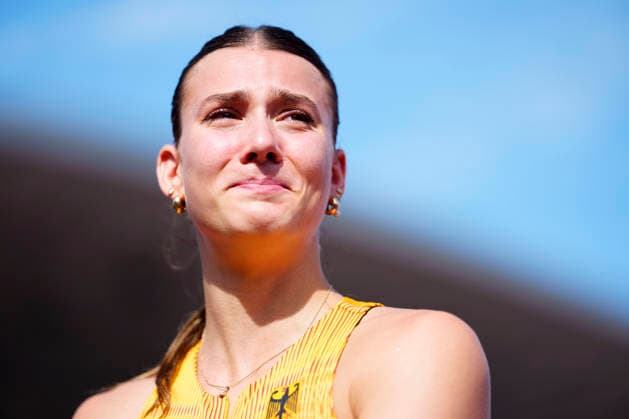 BIRMINGHAM, GREAT BRITAIN - AUGUST 14, 2026 : Sandrina SPRENGEL (GER Germany) frustrated after the 100m hurdles in the heptathlon during the European Athletics Championships at Alexander Stadium on August 14, 2026 in Birmingham, Great Britain. Great Britain Copyright: xLeahxKohringx