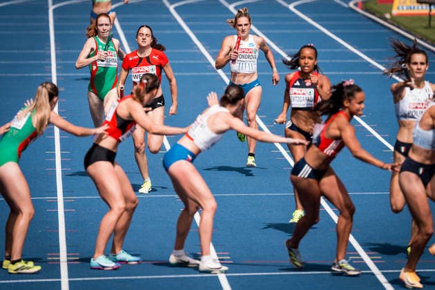 European Athletics Championships in Birmingham, United Kingdom, August 14, 2026.Czech Lada Vondrova (centre in white) in action during the 4x400 m relay women - heats. (CTKxPhoto JaroslavxSvoboda) CTKPhotoP2026081404721  CTKPhotoP2026081404721