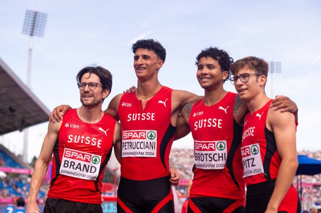Switzerland after the Mens 4x400m relay heats at the European Athletics Championships at Alexander Stadium in Birmingham, England (Sean Walsh Sports Press Photo)  Copyright: xSeanxWalshx Sportspressphoto_SPR205988