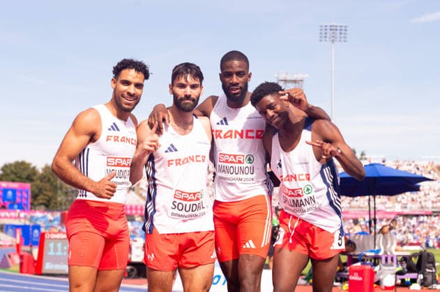 France after the Mens 4x400m heats at the European Athletics Championships at Alexander Stadium in Birmingham, England (Sean Walsh Sports Press Photo)  Copyright: xSeanxWalshx Sportspressphoto_SPR206006