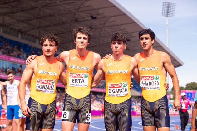 Spain after the Mens 4x400m heats at the European Athletics Championships at Alexander Stadium in Birmingham, England (Sean Walsh Sports Press Photo)  Copyright: xSeanxWalshx Sportspressphoto_SPR206011