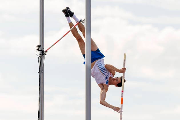 BIRMINGHAM, GREAT BRITAIN - AUGUST 14, 2026: David HOLÝ (CZE Czech Republic) competing in the pole vault qualification round during the European Athletics Championships at Alexander Stadium on August 14, 2026 in Birmingham, Great Britain. Great Britain Copyright: xAxelxKohringx