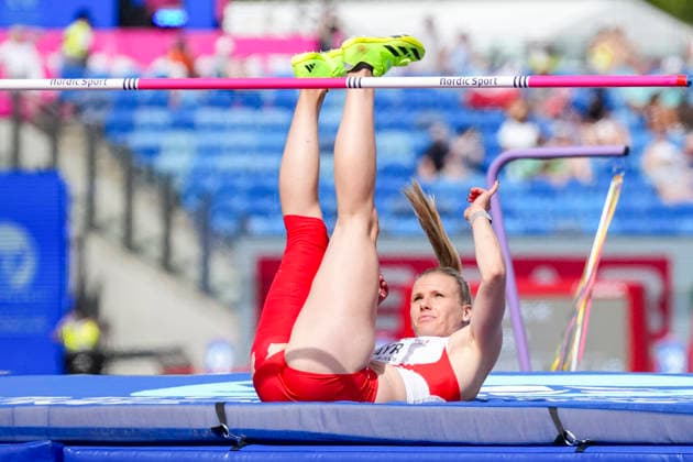 ATHLETICS - European Athletics Championships BIRMINGHAM,ENGLAND,14.AUG.26 - ATHLETICS - European Athletics Championships, high jump, women. Image shows Verena Mayr (AUT).  GEPAxpictures xRanjithxKumar