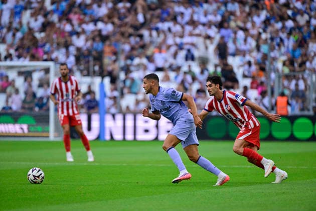 FOOTBALL : Olympique de Marseille VS AtlÃ tico de Madrid - 14 08 2026 Amine Gouiri (OM) - Pre-season friendly between Olympique de Marseille and AtlÃ tico de Madrid on August 14, 2026 at the CEPAC Velodrome Stadium in Marseille. MarseilleFrance  Copyright: xWilliamxCannarellax