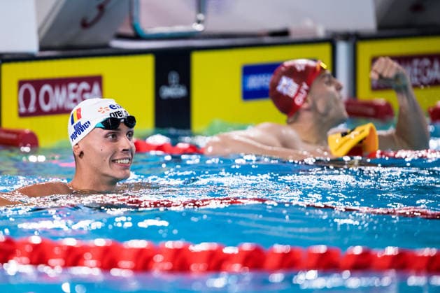 260814 David Popovici of Romania and James Guy of Great Britain after competing in men™s 200 meters freestyle swimming final during day 15 of the 2026 European Aquatics Championships on August 14, 2026 in Saint-Denis. Photo: Joel Marklund BILDBYRAN kod JM JM0843 bbeng simning swimming svomming 2026 european aquatics championships em *** August 14, 2026: David Popovici of Romania and James Guy of Great Britain after competing in the men’s 200-meter freestyle swimming final on Day 15 of the 2026 European Aquatics Championships on August 14, 2026 in Saint-Denis. Photo by Joel Marklund. BILDBYRAN code JM JM0843 bbeng swimming 2026 European Aquatics Championships EM  Copyright: JOELxMARKLUND BB260814JM173