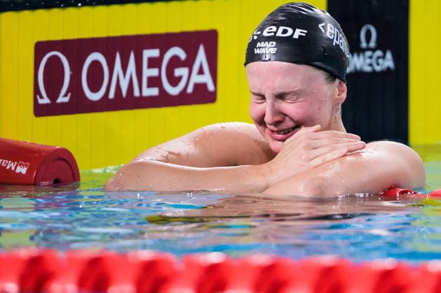 260814 Evgeniia Chikunova of Neutral Athletes B (Russia) celebrates after competing in women™s 200 meters breaststroke swimming final during day 15 of the 2026 European Aquatics Championships on August 14, 2026 in Saint-Denis. Photo: Joel Marklund BILDBYRAN kod JM JM0843 bbeng simning swimming svomming 2026 european aquatics championships em dam Ryssland Russia jubel *** August 14, 2026: Evgeniia Chikunova of Neutral Athletes B Russia celebrates after competing in the women’s 200-meter breaststroke final on Day 15 of the 2026 European Aquatics Championships on August 14, 2026 in Saint Denis. Photo by Joel Marklund. BILDBYRAN code JM JM0843 bbeng swimming 2026 European Aquatics Championships women’s Russia celebration  Copyright: JOELxMARKLUND BB260814JM177