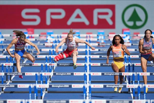 ATHLETICS - European Athletics Championships BIRMINGHAM,ENGLAND,14.AUG.26 - ATHLETICS - European Athletics Championships, 100m hurdles, Women. Image shows Verena Mayr (AUT).  GEPAxpictures xRanjithxKumar