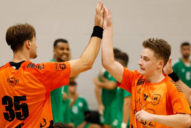 HANDBALL - Graz vs Algeria, test match GRAZ,AUSTRIA,14.AUG.26 - HANDBALL - HSG Graz vs Algeria, test match. Image shows the rejoicing of the team HSG Graz.  GEPAxpictures xJamesxDoak