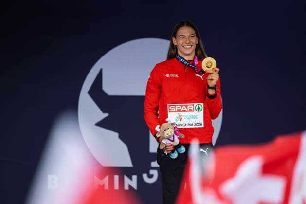 BIRMINGHAM, UNITED KINGDOM - AUGUST 14: Angelica Moser of Switzerland wins the Gold Medal in the Women s Pole Vault during the European Athletics Championships at Alexander Stadium on August 14, 2026 in Birmingham, United Kingdom. England United Kingdom Copyright: xBEAUTIFULxSPORTS TobiasxLacknerx