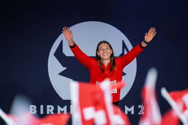 BIRMINGHAM, UNITED KINGDOM - AUGUST 14: Angelica Moser of Switzerland wins the Gold Medal in the Women s Pole Vault during the European Athletics Championships at Alexander Stadium on August 14, 2026 in Birmingham, United Kingdom. England United Kingdom Copyright: xBEAUTIFULxSPORTS TobiasxLacknerx