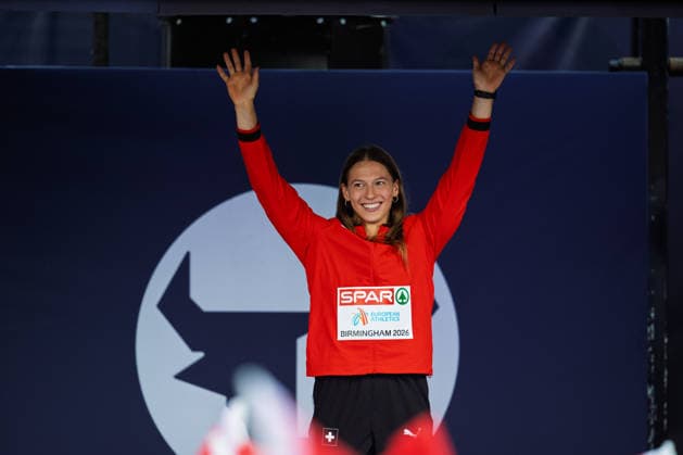 BIRMINGHAM, UNITED KINGDOM - AUGUST 14: Angelica Moser of Switzerland wins the Gold Medal in the Women s Pole Vault during the European Athletics Championships at Alexander Stadium on August 14, 2026 in Birmingham, United Kingdom. England United Kingdom Copyright: xBEAUTIFULxSPORTS TobiasxLacknerx