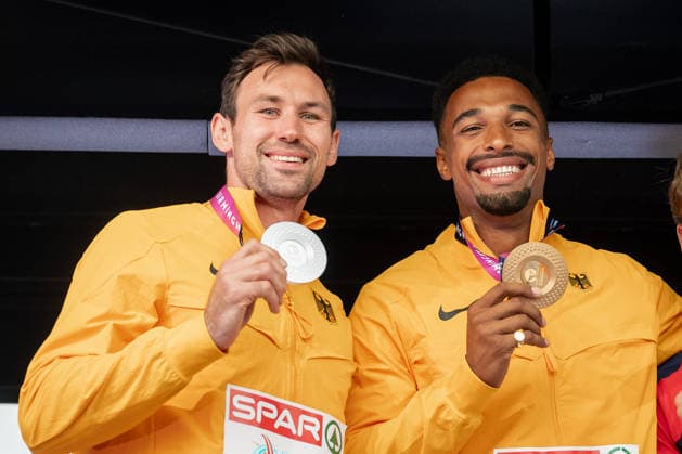 Leo Neugebauer (VfB Stuttgart, Zehnkampf Maenner), Niklas Kaul (USC Mainz, Zehnkampf Maenner), GBR, Leichtathletik, Athletics, European Athletics Championships 2026, Leichtathletik Europameisterschaft 2026, Birmingham 2026, 09.08.2026, GBR, Leichtathletik, Athletics, European Athletics Championships 2026, Leichtathletik Europameisterschaft 2026, Birmingham 2026, 09.08.2026 Birmingham *** Leo Neugebauer, VfB Stuttgart, Men s Decathlon; Niklas Kaul, USC Mainz, Men s Decathlon; GBR, Track and Field, Athletics, 2026 European Athletics Championships, 2026 European Track and Field Championships, Birmingham 2026, August 9, 2026, GBR, Track and Field, Athletics, 2026 European Athletics Championships, 2026 European Track and Field Championships, Birmingham 2026, August 9, 2026, Birmingham Copyright: xStefanxMayerx EP_SMR