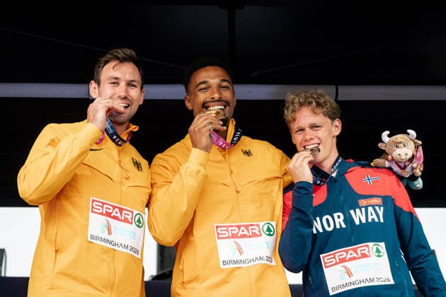 Leo Neugebauer (VfB Stuttgart, Zehnkampf Maenner), Niklas Kaul (USC Mainz, Zehnkampf Maenner), GBR, Leichtathletik, Athletics, European Athletics Championships 2026, Leichtathletik Europameisterschaft 2026, Birmingham 2026, 09.08.2026, GBR, Leichtathletik, Athletics, European Athletics Championships 2026, Leichtathletik Europameisterschaft 2026, Birmingham 2026, 09.08.2026 Birmingham *** Leo Neugebauer, VfB Stuttgart, Men s Decathlon; Niklas Kaul, USC Mainz, Men s Decathlon; GBR, Track and Field, Athletics, 2026 European Athletics Championships, 2026 European Track and Field Championships, Birmingham 2026, August 9, 2026, GBR, Track and Field, Athletics, 2026 European Athletics Championships, 2026 European Track and Field Championships, Birmingham 2026, August 9, 2026, Birmingham Copyright: xStefanxMayerx EP_SMR