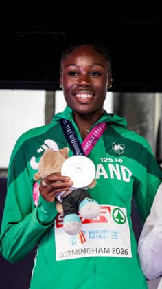 2026 European Athletics Championships, Alexander Stadium, Birmingham, England 14 8 2026 Women™s 200m Final Medal Ceremony Ireland™s Rhasidat Adeleke celebrates with her silver medal Rhasidat Adeleke celebrates with her silver medal 14 8 2026  Copyright: xx 0U6A4592