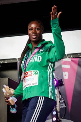 2026 European Athletics Championships, Alexander Stadium, Birmingham, England 14 8 2026 Women™s 200m Final Medal Ceremony Ireland™s Rhasidat Adeleke celebrates with her silver medal Rhasidat Adeleke celebrates with her silver medal 14 8 2026  Copyright: xx 0U6A4595