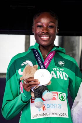 2026 European Athletics Championships, Alexander Stadium, Birmingham, England 14 8 2026 Women™s 200m Final Medal Ceremony Ireland™s Rhasidat Adeleke celebrates with her silver medal Rhasidat Adeleke celebrates with her silver medal 14 8 2026  Copyright: xx 0U6A4596