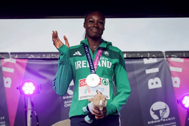 2026 European Athletics Championships, Alexander Stadium, Birmingham, England 14 8 2026 Women™s 200m Final Medal Ceremony Ireland™s Rhasidat Adeleke celebrates with her silver medal Rhasidat Adeleke celebrates with her silver medal 14 8 2026  Copyright: xx 0U6A4599