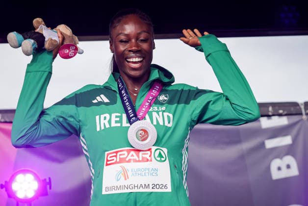 2026 European Athletics Championships, Alexander Stadium, Birmingham, England 14 8 2026 Women™s 200m Final Medal Ceremony Ireland™s Rhasidat Adeleke celebrates with her silver medal Rhasidat Adeleke celebrates with her silver medal 14 8 2026  Copyright: xx 0U6A4602