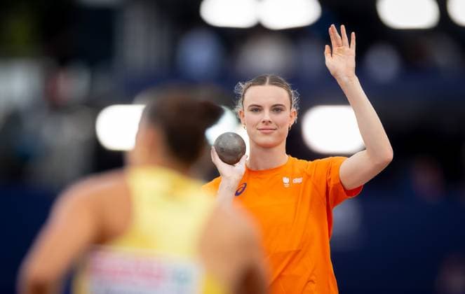 BIRMINGHAM - Sofie Dokter ahead of the shot put in the heptathlon on the fifth day of the European Athletics Championships. IRIS VAN DEN BROEK ANP xVIxANPxSportx xxANPxIVx 565474986 originalFilename: 565474986.jpg