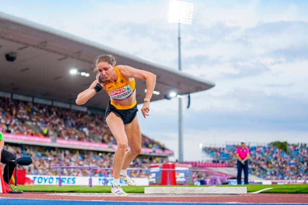 BIRMINGHAM, GREAT BRITAIN - AUGUST 14, 2026 : Sophie WEIßENBERG (GER Germany) competing +in the shot put in the heptathlon during the European Athletics Championships at Alexander Stadium on August 14, 2026 in Birmingham, Great Britain. Great Britain Copyright: xLeahxKohringx