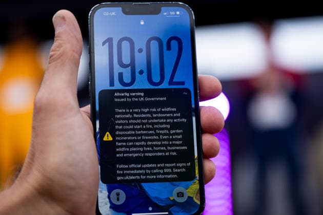 260814 Text message from the British government warning for high risk of wildfires during day 5 of the 2026 European Athletics Championships on August 14, 2026 in Birmingham. Photo: Mathias Bergeld BILDBYRAN kod MB MT1070 friidrott athletics friidrett friidrotts-em em friidretts-em 2026 european athletics championships day 5 bbeng *** August 14, 2026: Text message from the British government warning of a high risk of wildfires on Day 5 of the 2026 European Athletics Championships, 2026 in Birmingham. Photo by Mathias Bergeld, BILDBYRAN, code MB MT1070. track and field, athletics, friidrett, friidrotts em, em, friidretts em 2026, European Athletics Championships, Day 5, bbeng  Copyright: MATHIASxBERGELD BB260814MB086