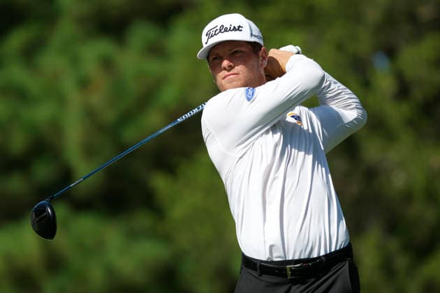 MEMPHIS, TN - AUGUST 14: Michael Brennan of the United States watches his tee shot on No. 7 during the second round of the FedEx St. Jude Championship, August 14, 2026, at TPC Southwind in Memphis, Tennessee. (Photo by Matthew Maxey Icon Sportswire) GOLF: AUG 14 PGA, Golf Herren FedEx St. Jude Championship EDITORIAL USE ONLY Icon260814030
