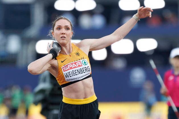 BIRMINGHAM, GREAT BRITAIN - AUGUST 14, 2026: Sophie WEIßENBERG (GER Germany) competing in the shot put of the heptathlon during the European Athletics Championships at Alexander Stadium on August 14, 2026 in Birmingham, Great Britain. Great Britain Copyright: xAxelxKohringx