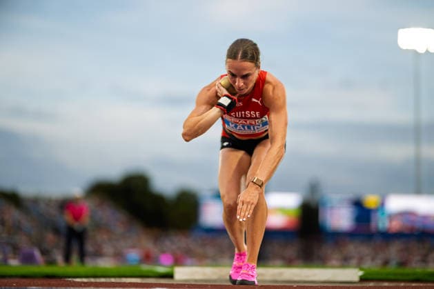 BIRMINGHAM, UNITED KINGDOM - AUGUST 14: Annik Kälin of Switzerland competes in the Women s Heptathlon Shot Put during the European Athletics Championships at Alexander Stadium on August 14, 2026 in Birmingham, United Kingdom. England United Kingdom Copyright: xBEAUTIFULxSPORTS TobiasxLacknerx