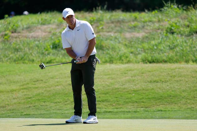 MEMPHIS, TN - AUGUST 14: Rory Mcllroy of Northern Ireland reacts to a missed birdie putt on No. 1 during the second round of the FedEx St. Jude Championship, August 14, 2026, at TPC Southwind in Memphis, Tennessee. (Photo by Matthew Maxey Icon Sportswire) GOLF: AUG 14 PGA, Golf Herren FedEx St. Jude Championship EDITORIAL USE ONLY Icon260814067