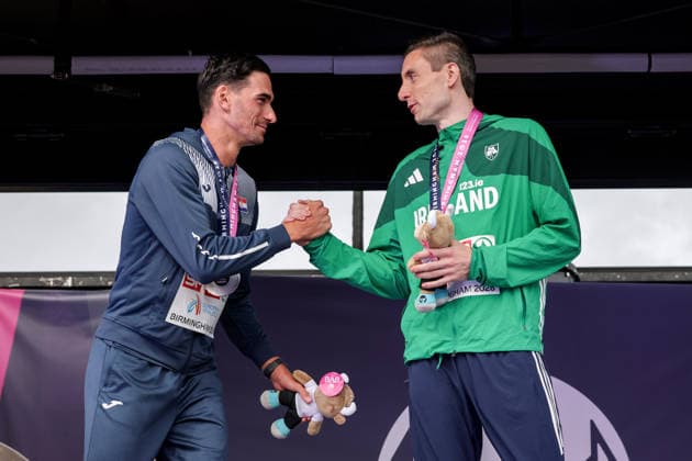 2026 European Athletics Championships, Alexander Stadium, Birmingham, England 14 8 2026 Men™s 800m Final Medal Ceremony Croatia™s Marino Bloudek and Ireland™s Mark English Marino Bloudek and Mark English 14 8 2026  Copyright: xx 0U6A4609