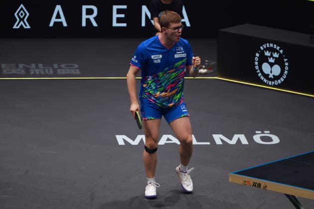 2026 WTT Europe Smash - Sweden - Main Draw - Day 5 Alexis Lebrun of France competes against Lin Shidong of China during the Men s Singles Round of 16 at the 2026 Europe Smash at the Malmo Arena in Malmo, Sweden, on August 14, 2026. Malmo Sweden  Copyright: xRemyxGrosx originalFilename:gros-europesm260814_np7co.jpg