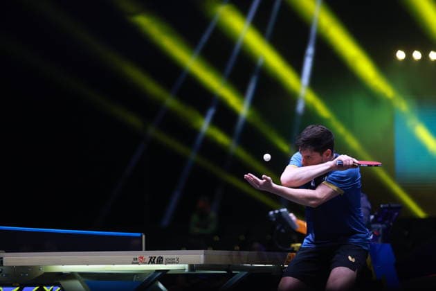 2026 WTT Europe Smash - Sweden - Main Draw - Day 5 Dimitrij Ovtcharov of Germany competes against Darko Jorgic of Slovenia during the Men s Singles Round of 16 at the 2026 Europe Smash at the Malmo Arena in Malmo, Sweden, on August 14, 2026. Malmo Sweden  Copyright: xRemyxGrosx originalFilename:gros-europesm260814_npGId.jpg