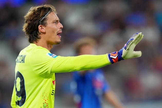 AtalantaÕs goalkeeper Marco Carnesecchi during the friendly match soccer match between Atalanta and Athletic Club Bilbao at the New Balance Arena in Bergamo , North Italy - Friday , August 14 , 2026 . - Soccer .  Copyright: xSpada LaPressex