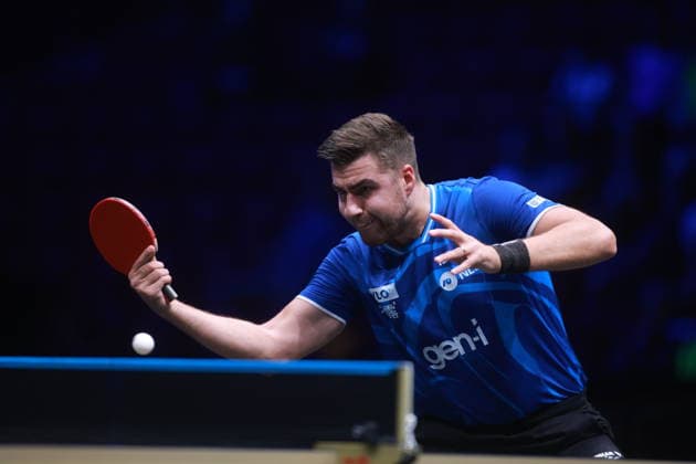 2026 WTT Europe Smash - Sweden - Main Draw - Day 5 Darko Jorgic of Slovenia competes against Dimitrij Ovtcharov of Germany during the Men s Singles Round of 16 at the 2026 Europe Smash at the Malmo Arena in Malmo, Sweden, on August 14, 2026. Malmo Sweden  Copyright: xRemyxGrosx originalFilename:gros-europesm260814_np6xA.jpg