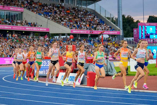 BIRMINGHAM, GREAT BRITAIN - AUGUST 14, 2026 : Lisa MERKEL (GER Germany) competing in the 10000m final during the European Athletics Championships at Alexander Stadium on August 14, 2026 in Birmingham, Great Britain. Great Britain Copyright: xLeahxKohringx
