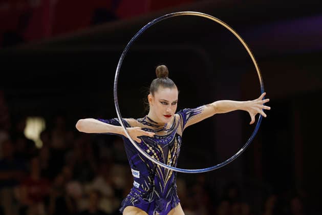 Darja Varfolomeev beim Mehrkampffinale Einzel der Rhythmischen Sportgymnastik-Weltmeisterschaft 2026 in Frankfurt am Main, Deutschland, am 14. August 2026. *** Darja Varfolomeev at the individual all-around final of the 2026 World Rhythmic Gymnastics Championships in Frankfurt am Main, Germany, on August 14, 2026 Copyright: HMBxMedia xHeikoxBecker