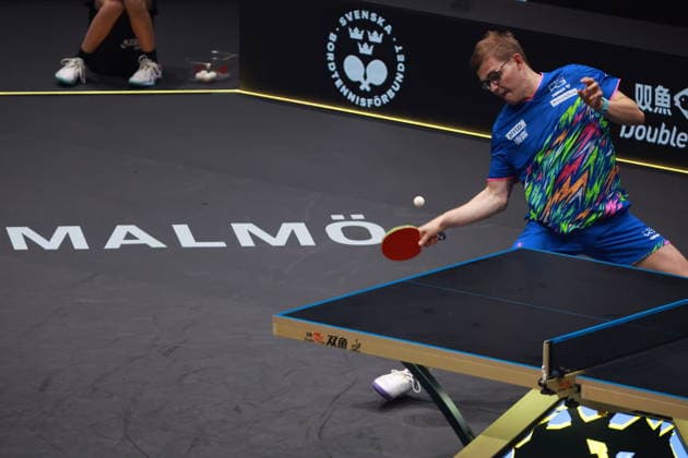 2026 WTT Europe Smash - Sweden - Main Draw - Day 5 Alexis Lebrun of France competes against Lin Shidong of China during the Men s Singles Round of 16 at the 2026 Europe Smash at the Malmo Arena in Malmo, Sweden, on August 14, 2026. Malmo Sweden  Copyright: xRemyxGrosx originalFilename:gros-europesm260814_npzYy.jpg