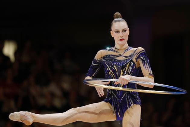 Darja Varfolomeev beim Mehrkampffinale Einzel der Rhythmischen Sportgymnastik-Weltmeisterschaft 2026 in Frankfurt am Main, Deutschland, am 14. August 2026. *** Darja Varfolomeev at the individual all-around final of the 2026 World Rhythmic Gymnastics Championships in Frankfurt am Main, Germany, on August 14, 2026 Copyright: HMBxMedia xHeikoxBecker