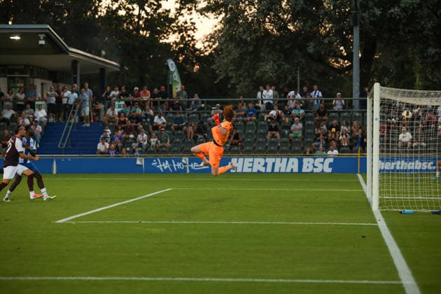 2026_08_14 , Hertha BSC II vs BFC Dynamo, Regionalliga 2026 2027 , Spieltag 5 keine Chnace für Herthas Torwart Berlin Berlin Germany *** August 14, 2026, Hertha BSC II vs. BFC Dynamo, Regionalliga 2026–2027, Matchday 5—No chance for Hertha s goalkeeper, Berlin, Berlin, Germany