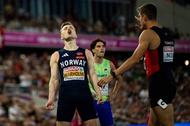 260814 Karsten Warholm of Norway celebrates after men s 400 meter hurdles final during day 5 of the 2026 European Athletics Championships on August 14, 2026 in Birmingham. Photo: Maxim Thore BILDBYRAN kod MT MT1070 friidrott athletics friidrett friidrotts-em em friidretts-em 2026 european athletics championships day 5 bbeng *** August 14, 2026: Karsten Warholm of Norway celebrates after the men’s 400-meter hurdles final on Day 5 of the 2026 European Athletics Championships on August 14, 2026 in Birmingham. Photo by Maxim Thore. BILDBYRAN code MT MT1070 track and field athletics friidrett friidrotts em em friidretts em 2026 European Athletics Championships Day 5 bbeng  Copyright: MAXIMxTHORE BB260814MT084