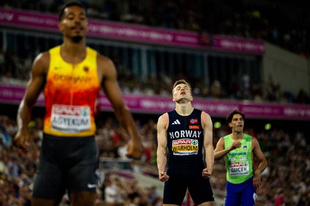 260814 Karsten Warholm of Norway celebrates after men s 400 meter hurdles final during day 5 of the 2026 European Athletics Championships on August 14, 2026 in Birmingham. Photo: Maxim Thore BILDBYRAN kod MT MT1070 friidrott athletics friidrett friidrotts-em em friidretts-em 2026 european athletics championships day 5 bbeng *** August 14, 2026: Karsten Warholm of Norway celebrates after the men’s 400-meter hurdles final on Day 5 of the 2026 European Athletics Championships on August 14, 2026 in Birmingham. Photo by Maxim Thore. BILDBYRAN code MT MT1070 track and field athletics friidrett friidrotts em em friidretts em 2026 European Athletics Championships Day 5 bbeng  Copyright: MAXIMxTHORE BB260814MT085